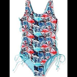 NWT Vigoss sz 7/8 1 pc side lace up swimsuit.